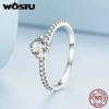 WOSTU 925 Silver Simple Stackable Ring For Women Wedding AAA Zircon Band engagement Rings Size 6 7 8 9 10 Jewelry Gift