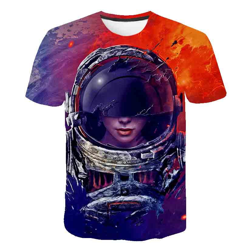 Dětský astronaut 1-14 let Tričko s 3D potiskem Kluci Dívky Trička Trička Harajuku Streetwear Letní Dětské Kreslené Anime Topy