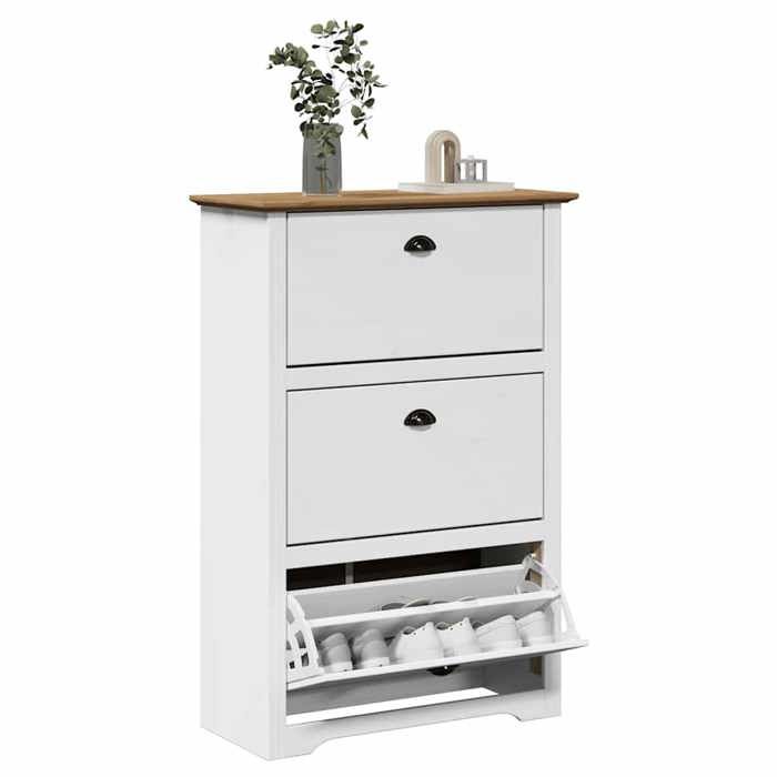 VidaXL Shoe Rack BODO White and Brown 80x35x118 Cm, Shoe Storage, Shoe Storage Cabinet, 4016882