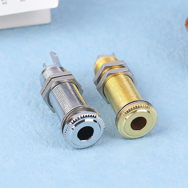 1/4 Inch Output Straight Tube Style Anti-noise Audio Jack Brass Electric Guitar Bass Jack Plug 6.35mm Socket Stereo