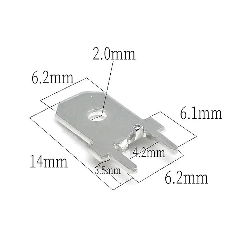 50Pcs 6.3Mm 4.8Mm Inserts Plug Male Terminal 250 Pcb Solder Lug Thickness 0.8 Two Legs ,Pcb Welding Sheet