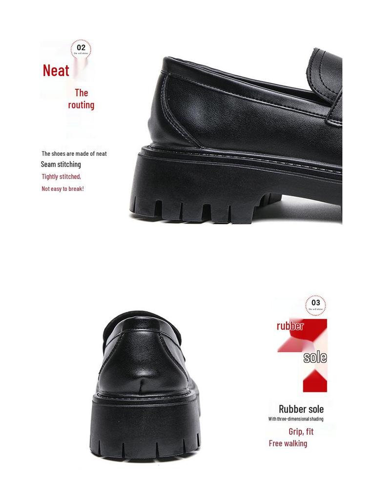 2025 Thick-Soled Black Height-Boost Men's Casual Slip-On Loafers