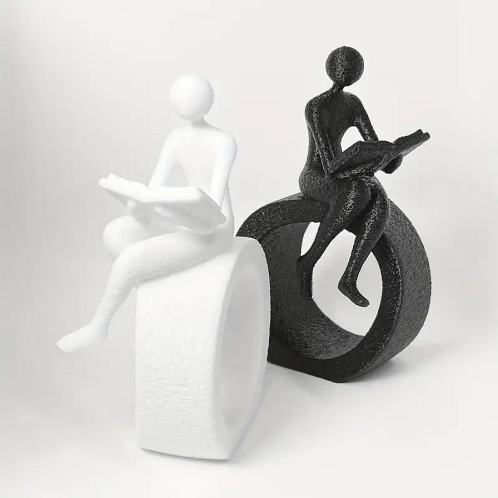 Plastic Reading Statue Modern Abstract Art Sculptures Collectibles Figurines Bookshelf Decors Accents for Home Decors
