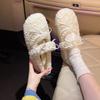 Sweet Fluffy Shoes Women's 2025 Autumn and Winter New Outer Wear Velvet Warm Bow Flat Bottom Word with Doudou Cotton Shoes