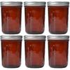KORCCI Amber Glass Mason Jars 16oz - 6 Pcs Wide Mouth Mason Jars With Lids And Bands. Empty Candle Jar, Food Storage Containers, Canning Jar For