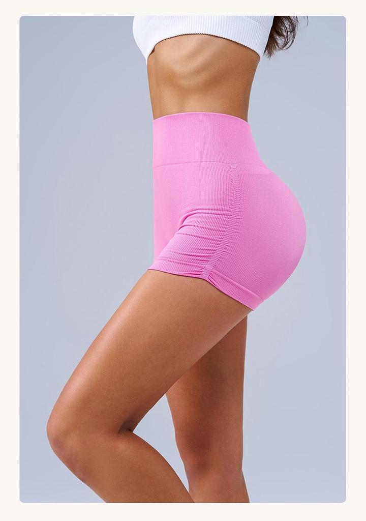 Women's High-Waisted Butt-Lifting Stretchy Yoga Shorts - Breathable Three-Quarter Length with Pleated Drawstring