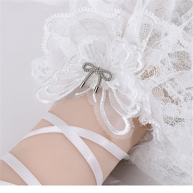 Lolitas Lace Gloves Layer Ruffle Hand Sleeves Elastic Bracelet for Halloween,Wedding,Party,Masquerade,Nightclub