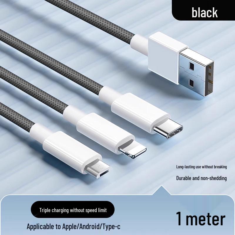 3-in-1 100W Fast Charging Braided Cable - National 3C Certified