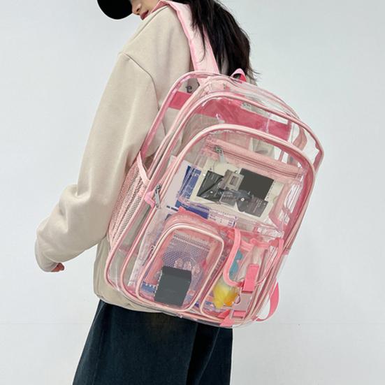 Gjennomsiktig ryggsekk for jenter gutter vanntett kraftig gjennomsiktig skolesekk stor kapasitet gjennomsiktig ryggsekk for jobb skole reise