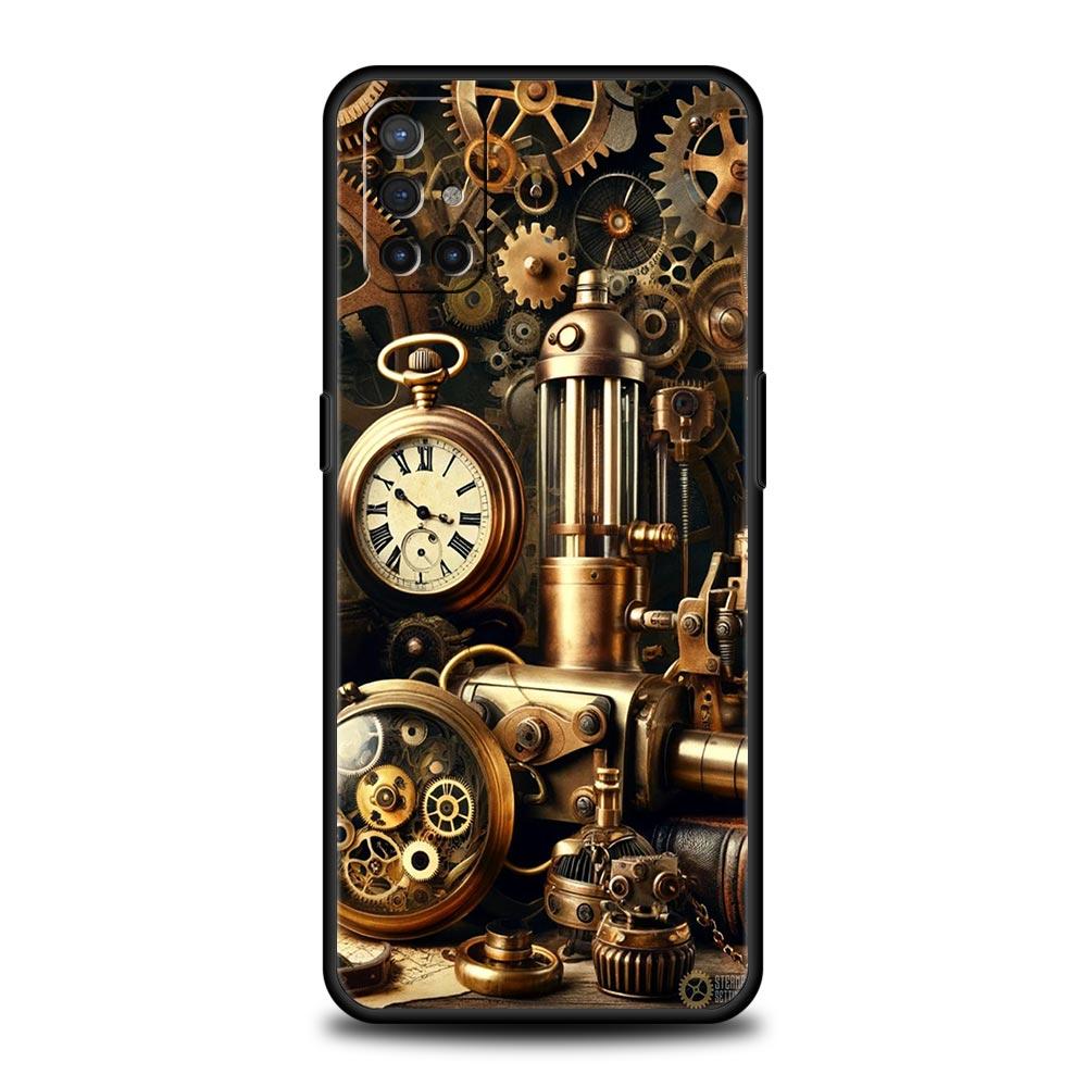 Mechanical Gear Pattern Phone Case For Oneplus 13R 13 12R 11 10T 10R Nord N100 N200 N10 10 9 9R 9RT CE 3 2 Z Pro Soft TPU Cover