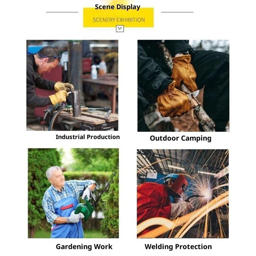 1 pair Brown Color Leather Gloves Vintage Tie-Dye Work Gloves Safety Gloves Outdoor Biker