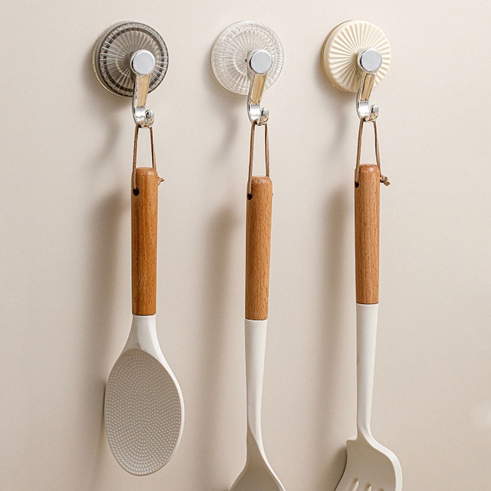 5Pcs Plastic Door Sticky Hooks Transparent Shower Towel Rack Creative Suction Cup Hook  for Home