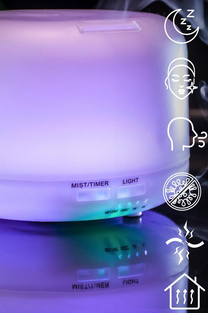 Aroma Diffuser, Air Humidifier, Aromatherapy, LED Night Light + Remote Control
