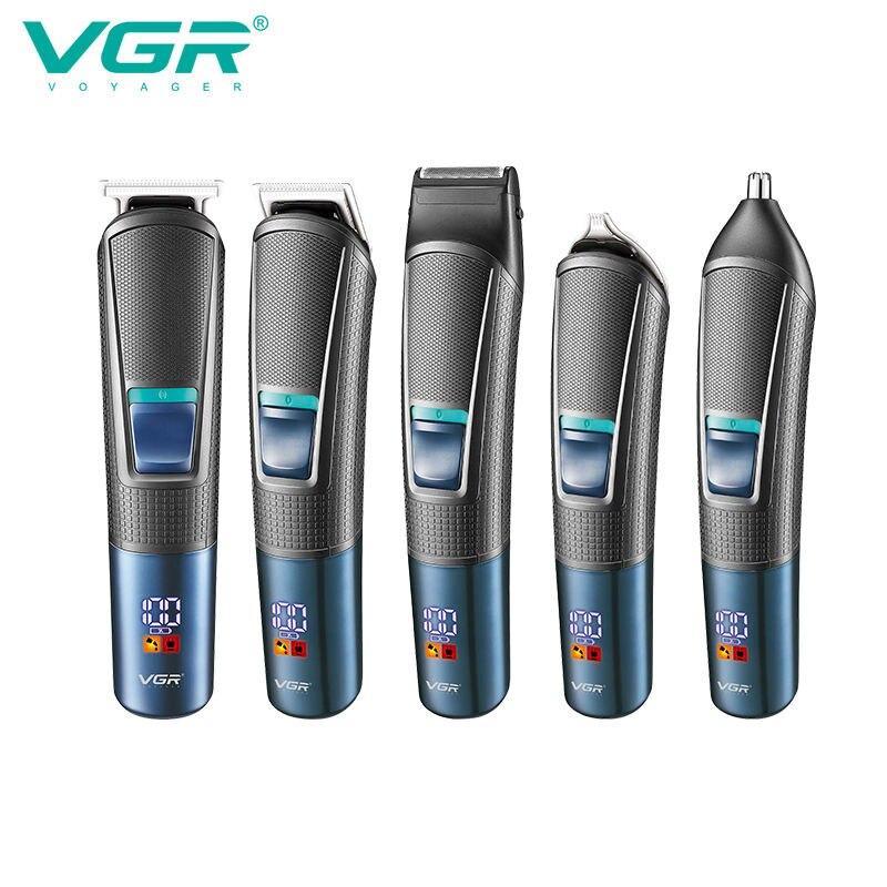 Original VGR 108 Multi-functional Hair Clipper 5-in-1 Rechargeable Shaving Nose Sideburns Electric Trimmer for Men Electric Digital Display LED Shaver