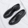Men's Formal Leather Shoes, Autumn Style, 8CM Inner Lift, Thick Sole, Lace-up, Trendy Big Toe Design.