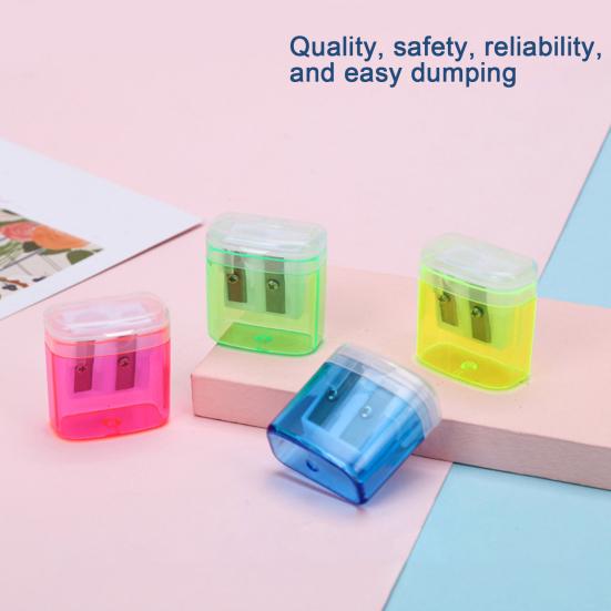 12Pcs Dual Hole Pencil Sharpener with Lid Compact Manual Sharpener for Standard And Jumbo Pencils Travel-friendly Pencil Sharpener