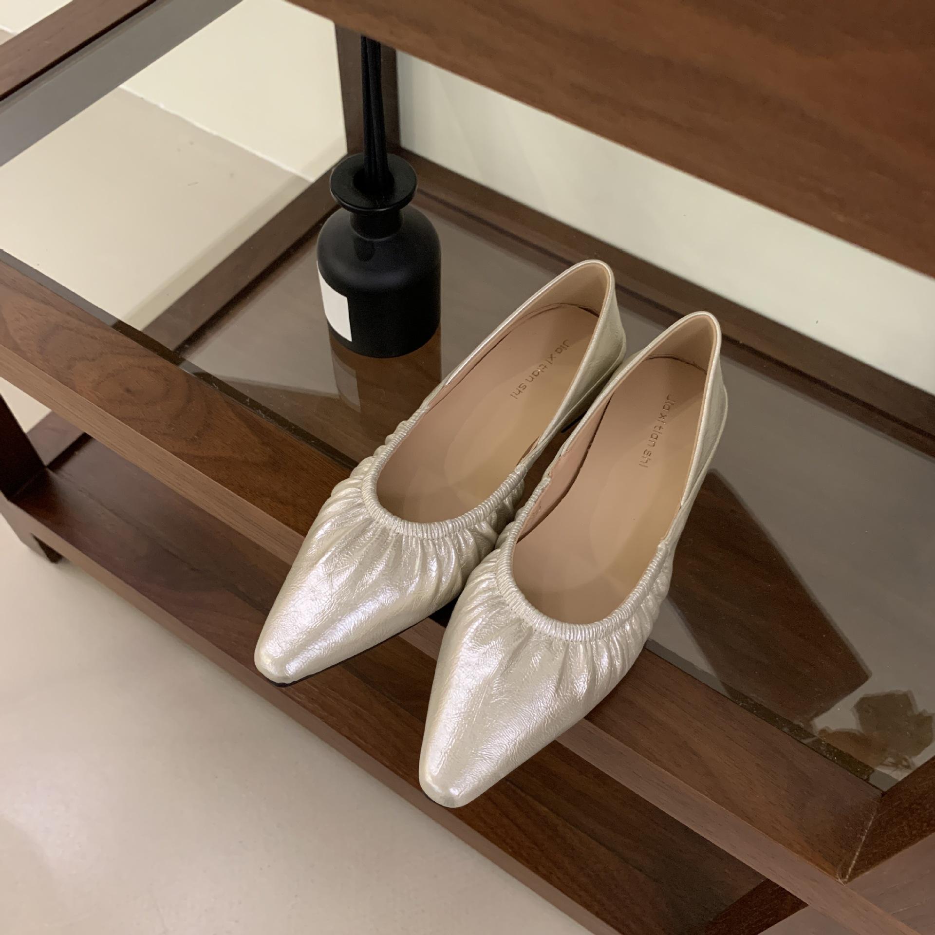 Women s Square Toe Platform Ruffled Spring Vintage Style Pumps - Fashionable Footwear 35 серебряный