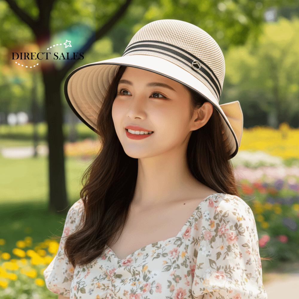 Fashion Large Bow Women Sun Hat Weave Wide Brim Straw Hat Bowknot Sun Protection Sun Cap Outdoor
