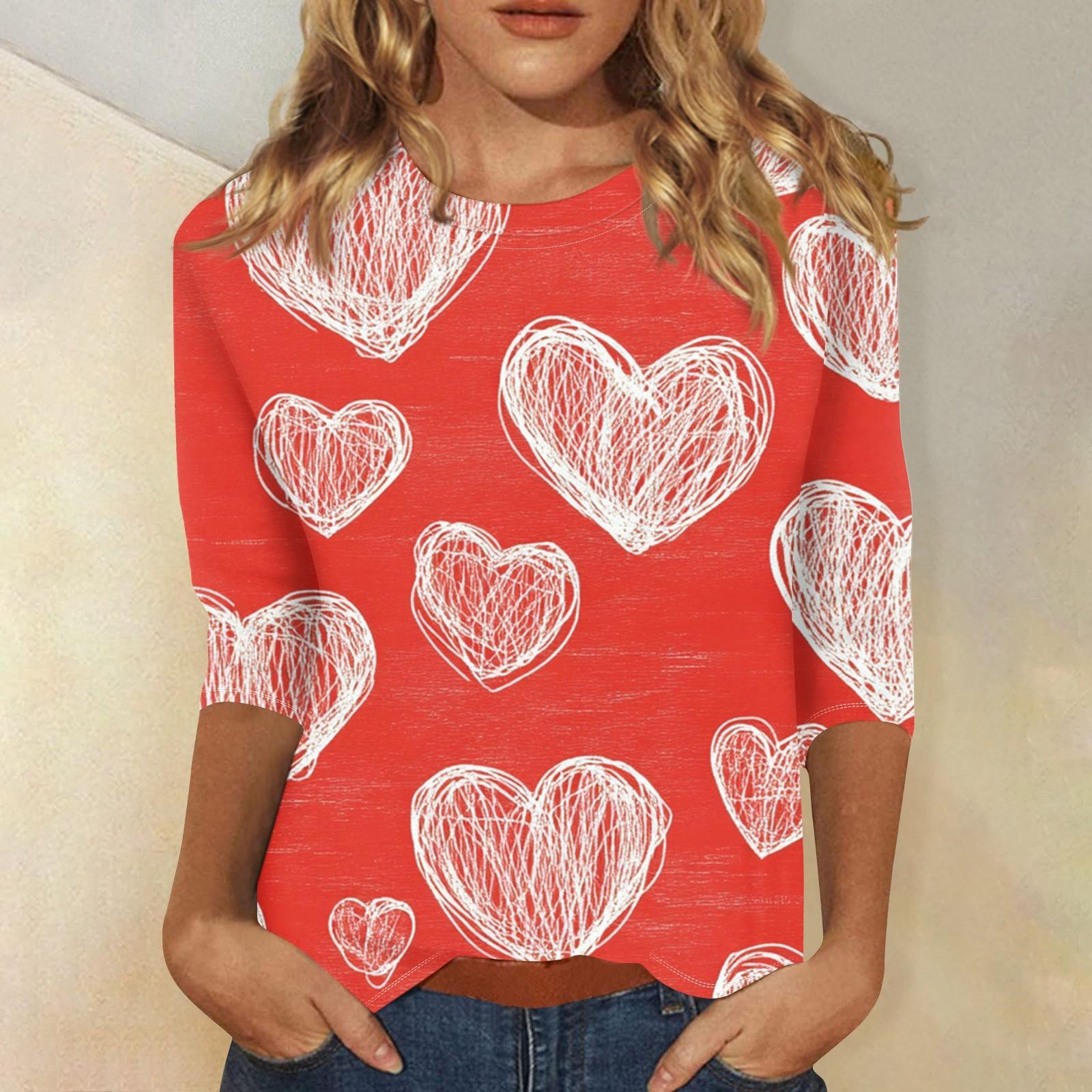 

Женская мода повседневная кофта с рукавом три четверти и принтом ко Дню святого Валентина с круглым вырезом на пуговицах M киноварь