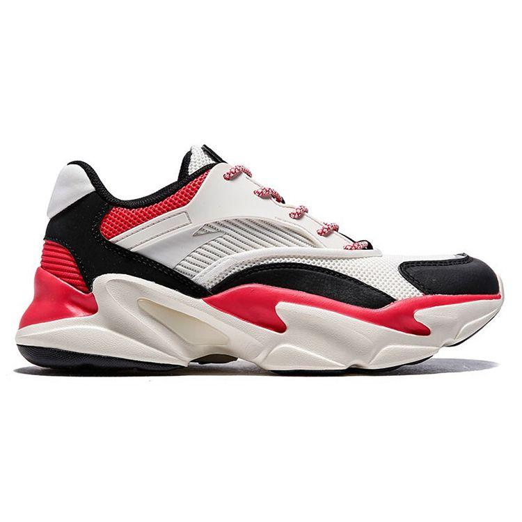 Anta Lifestyle Series Wear-Resistant Non-Slip Retro Low-Top Dad Shoes Women Sneaker White Black Red 12848883-12