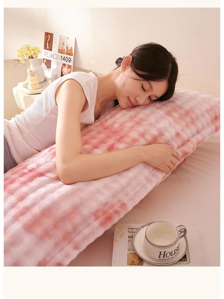 Double-Sided Thick Bubble Milk Velvet Long Pillowcase - Solid Color & Coral Fleece for Winter Couples