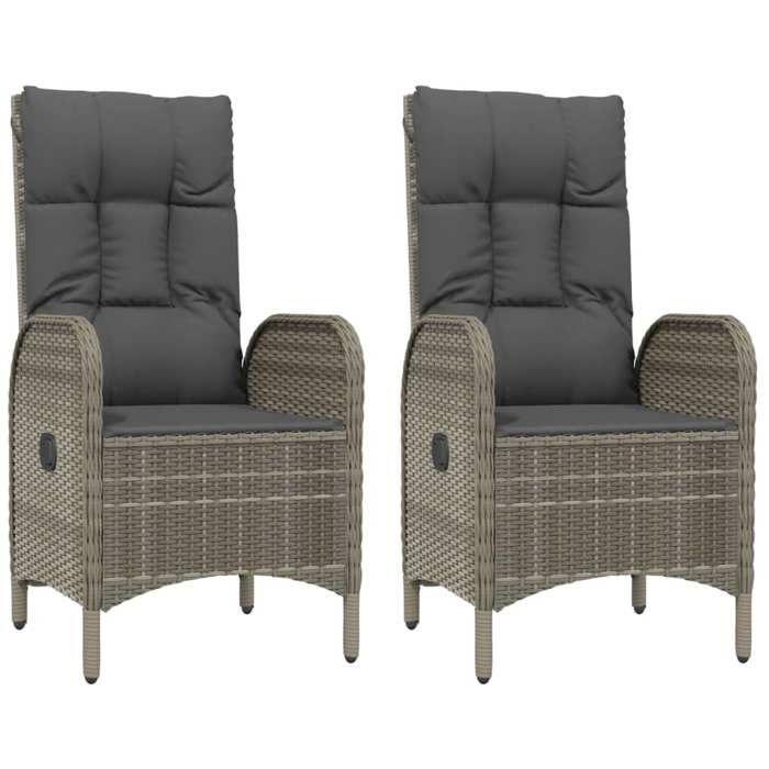 VidaXL Outdoor Chairs 2 Pcs Woven Resin Grey 46219
