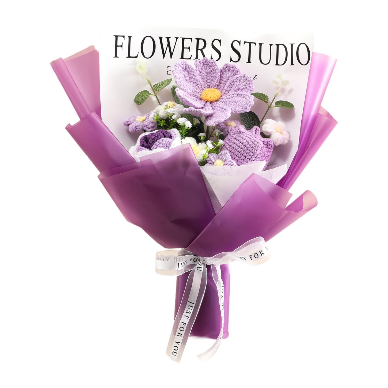 

Crochet Bouquet Table Decor Handmade Finished Knitted Gesang Flower for Teacher’ Day Wedding Anniversary Thanksgiving Day Her фиолетовый