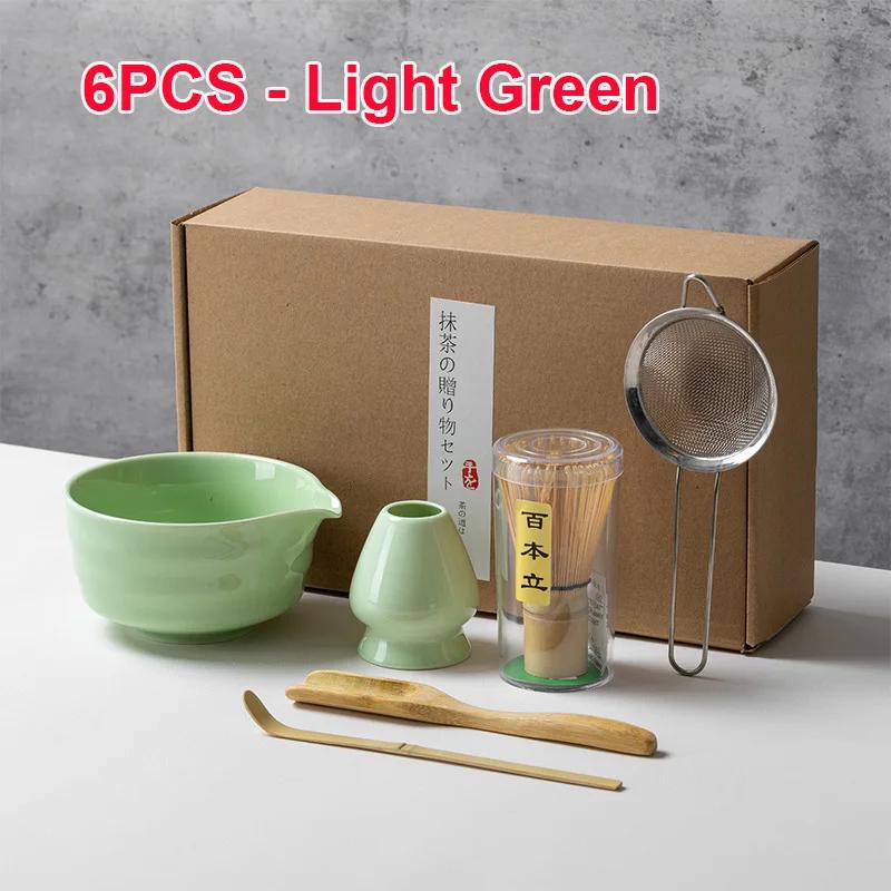 4 5 6 PCS Bamboo Matcha Whisk Set Ceramic Tea Bowl Traditional Japanese Tea Making Tools Home Kitchen Accessories Gift