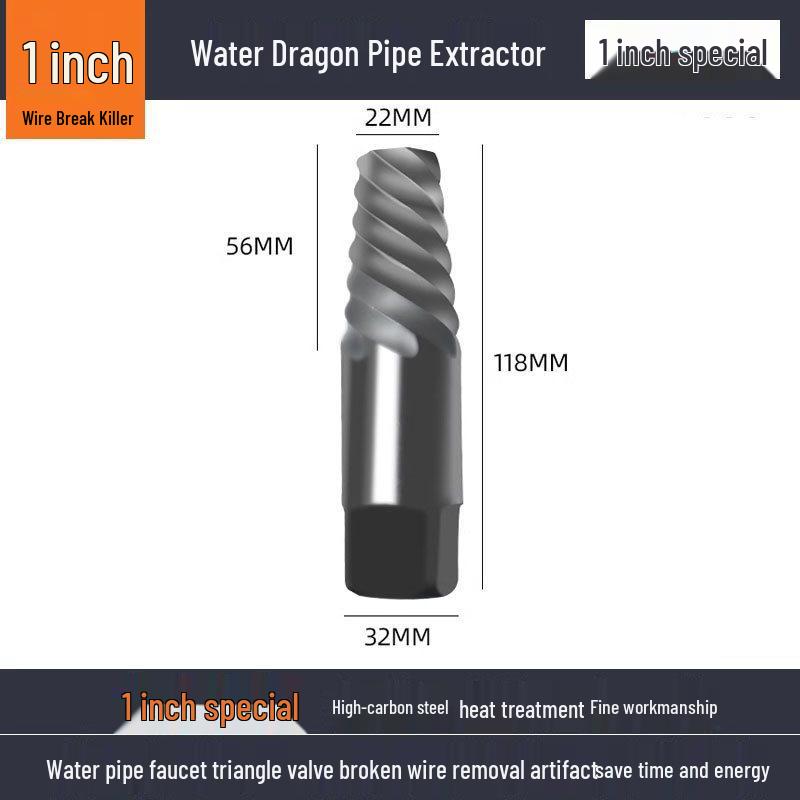 Double-Headed Screw and Broken Pipe Extractor with Four-Point and Six-Point Reverse Threads
