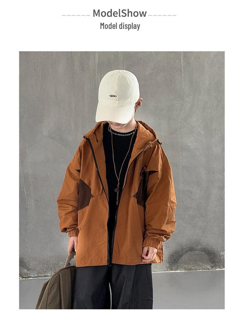 Dětská podzimní bunda s kapucí v korejském stylu pro chlapce – Sportovní svrchní oděv na zip