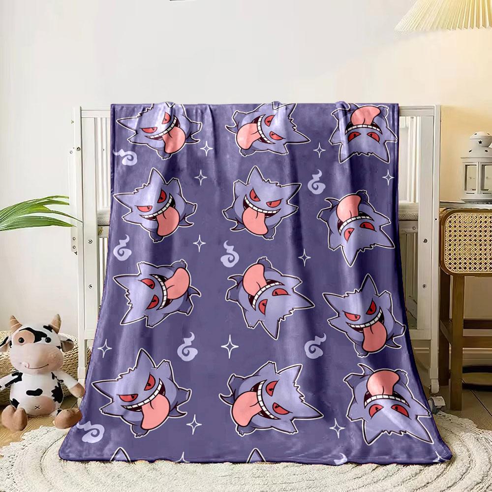 A repeating pattern of a purple cartoon character with red eyes and tongue. for all seasons blanket lunch break throw gift 80cm x 120cm