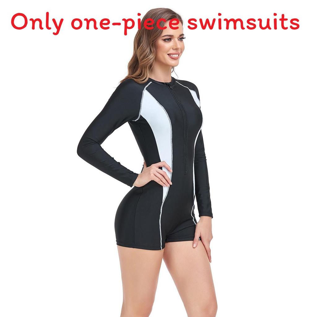 Euro Style Womens Long Sleeve Swimsuit With Zipper For Swim And Fitness Activities