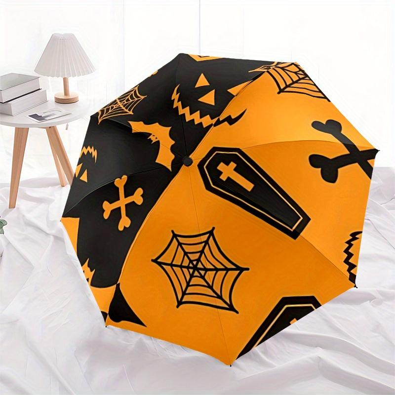 

1pc Halloween Spooky Automatic Open 8-Rib Windproof Umbrella, Travel & Commuting, Suitable for All Seasons