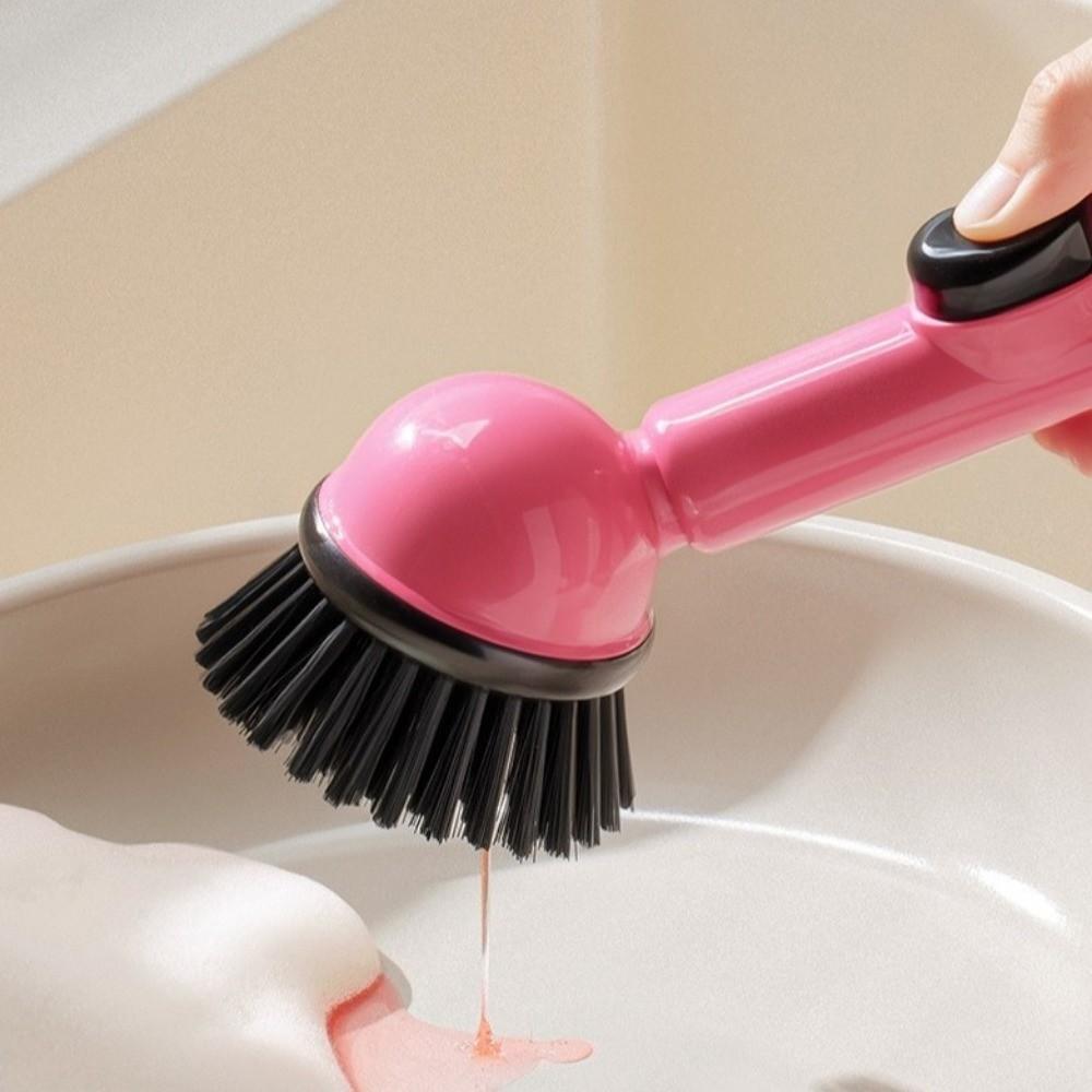 With Detergent Dispenser Kitchen Cleaning Brush Plastic Material Pot Brush  Sink Cleaning