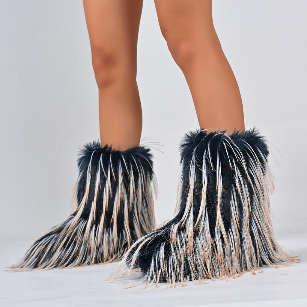 Winter Women Boots Luxury Comfortable Fashion Shoes for Women 2025 New Outdoor Fluffy Faux Fur Boots Woman Plush Warm Snow Boots