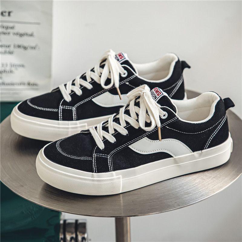 Black Canvas Men's Versatile Casual Shoes, Autumn 2025 Trend – Ideal for Spring and Fall