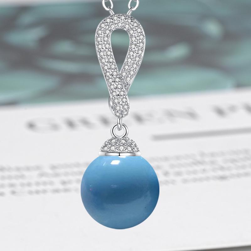 Zircon-Set Imitation White Pearl & Multicolor Shell Pendant Necklace - Women's Fashion Clavicle Chain