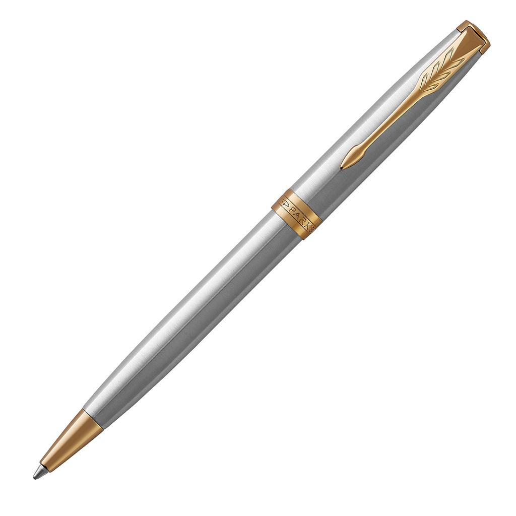 Parker Sonnet Stainless Steel GT Ballpoint Medium Gift Officially Product Number 1950798 Pen, Nib, Oil-Based, Boxed, Imported,