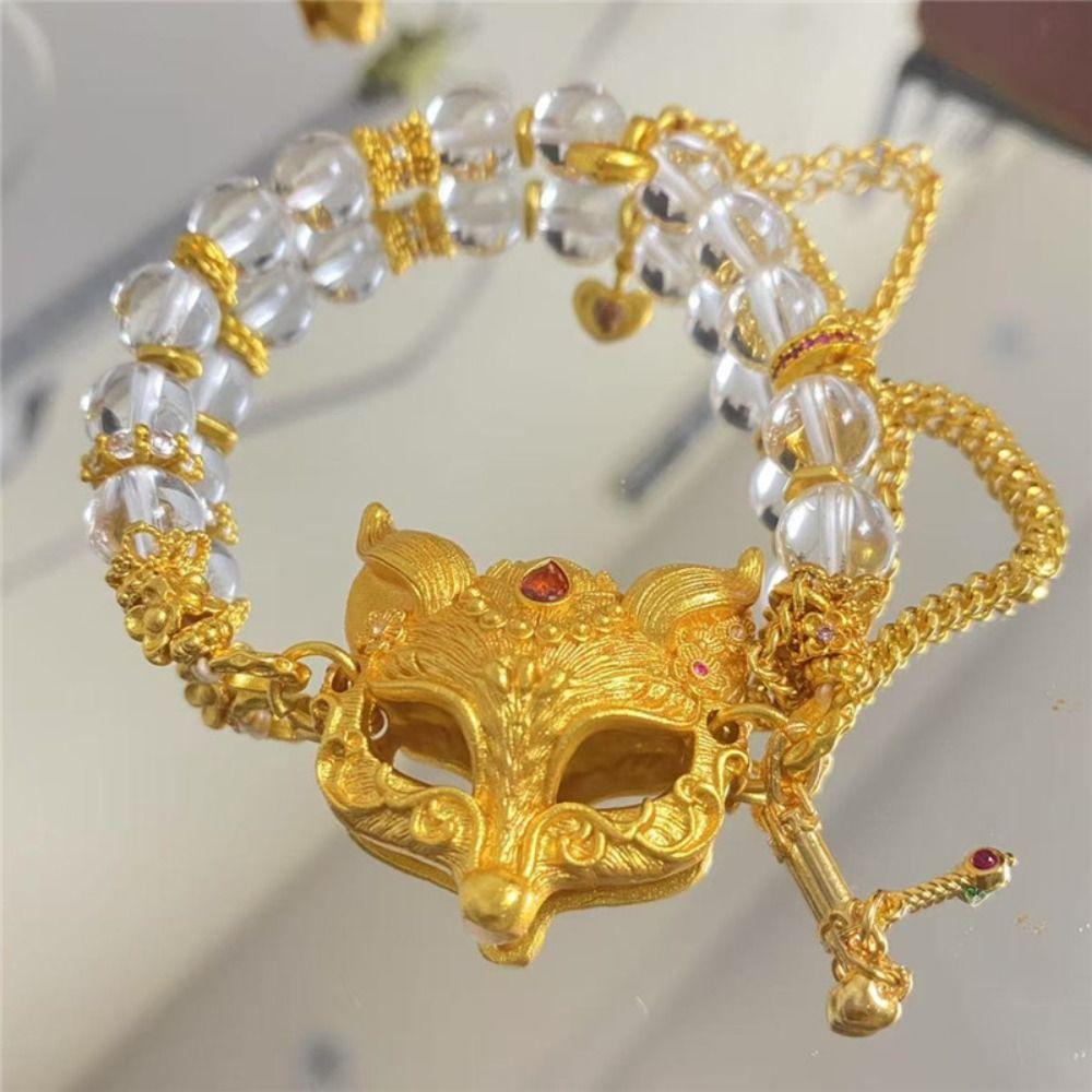Elegant Chinese Style Necklace Zinc Zinc Alloy Handmade Bead Bracelet Vixen Mask Bracelet  Gift