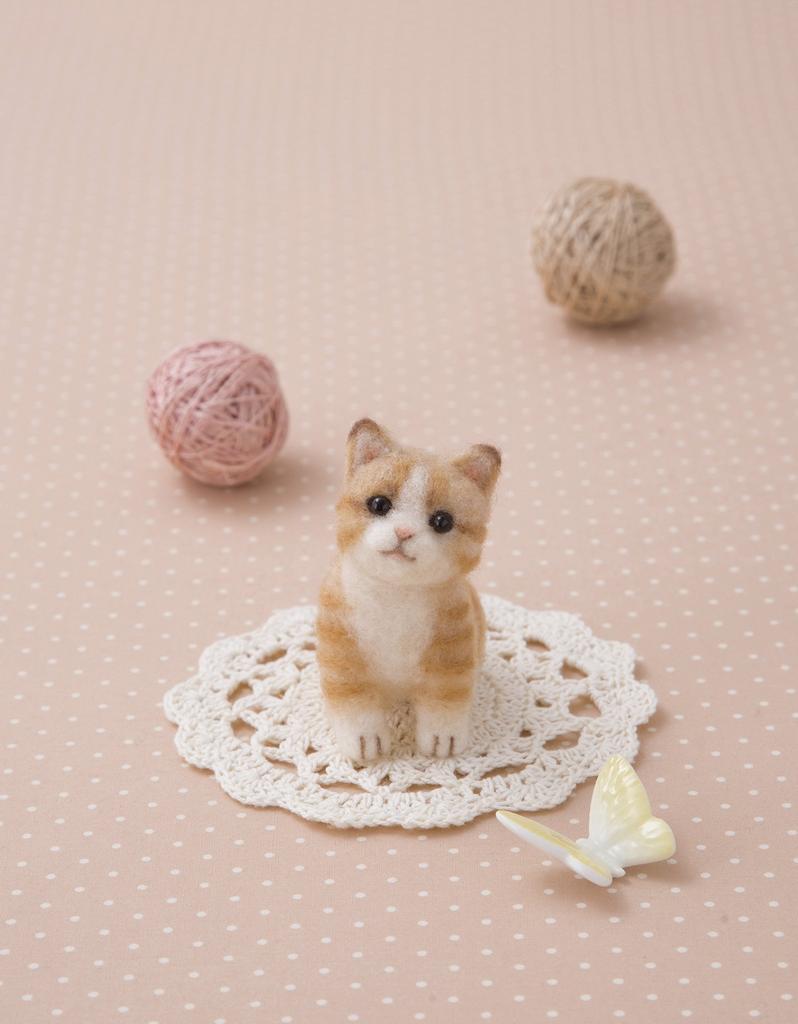 Hamanaka Felt Sachiko Susa Aclaine Dog Brown Tabby Kit, Design, & Cat, Cat, H441-512