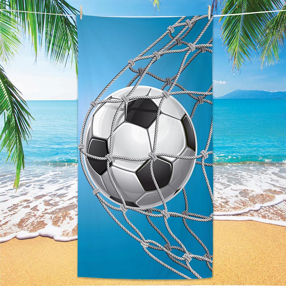 

New Football Beach Towel Soccer Themed Microfiber Bath Towel for Adults Seaside Quick Dry Towel W30*H60(CM)
