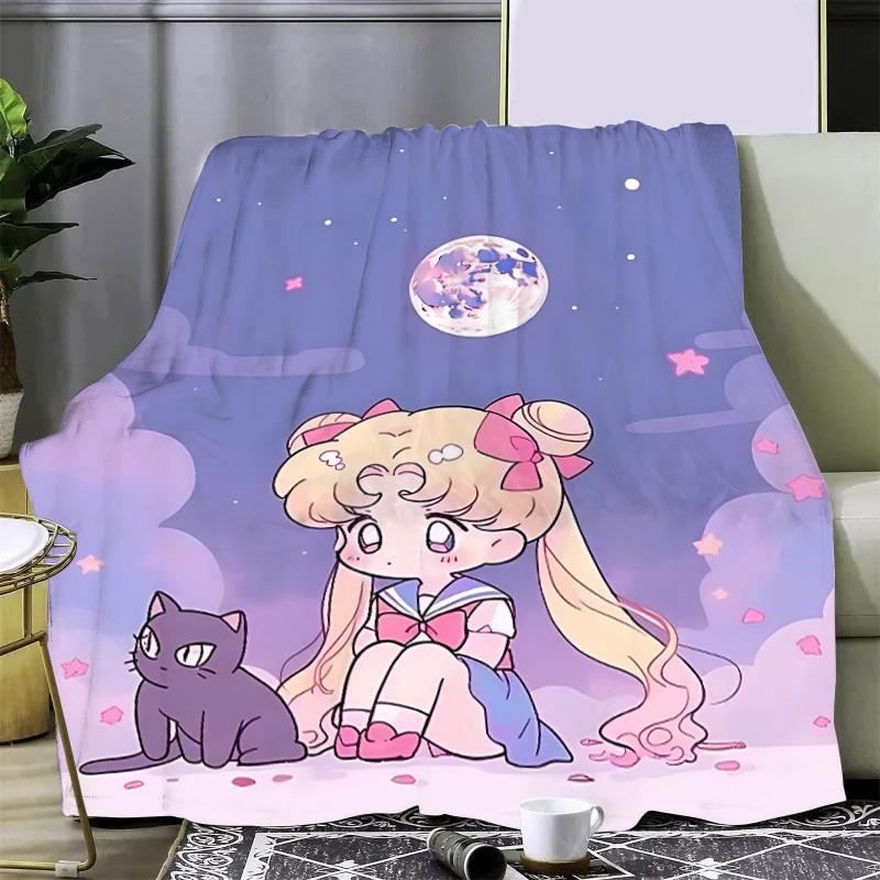Japan Anime Cute Printed Blanket Picnic Blankets Warm Blanket and Comfortable S-Sailor M-MoonS Blanket Home Travel Birthday Gift