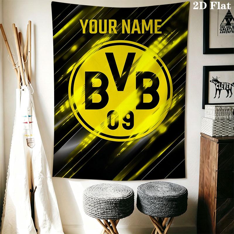 Custom Borussia Dortmund Wall Hanging Printed Fabric Blanket Decorative Tapestries for Bedroom Living Room Home Decor