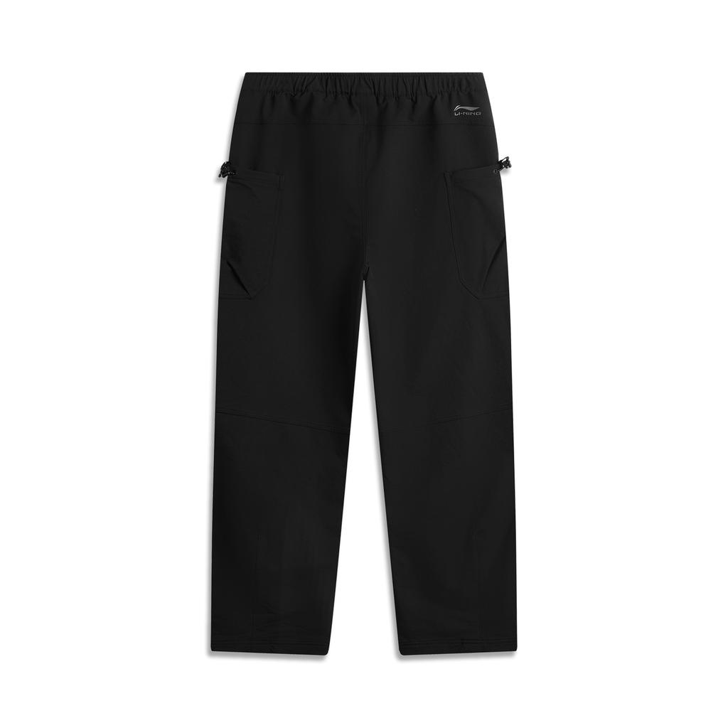 Li-Ning Sports Lifestyle Series Solid Color Mid-Rise Comfortable Breathable Versatile Straight Leg Casual Pants Men Bottoms Black AYKU739-2