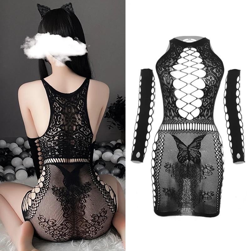 23 Styles Black Fishnet Lenceria Erotica Mujer Sexi Hollow Out Perspective Babydoll Chemise  Summer Beach Bikini Dress