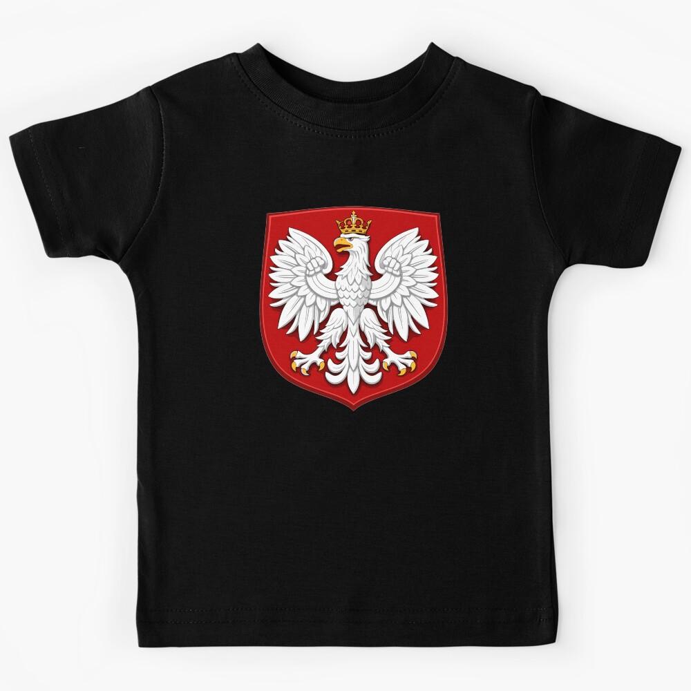 Poland Coat of Arms T-Shirt – White Eagle with Crown Kids T-Shirt 120