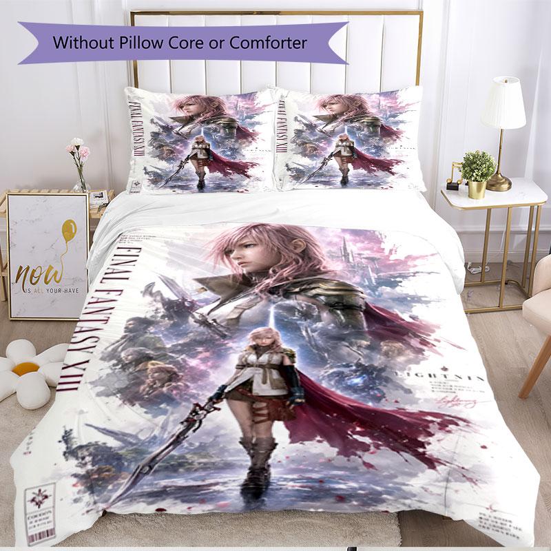 3pcs Duvet Cover Set (1*Duvet Cover + 2*Pillowcase, Without Core), Final Fantasy Print Soft All‑Season Bedding Set, Home Bedroom Decor Gift