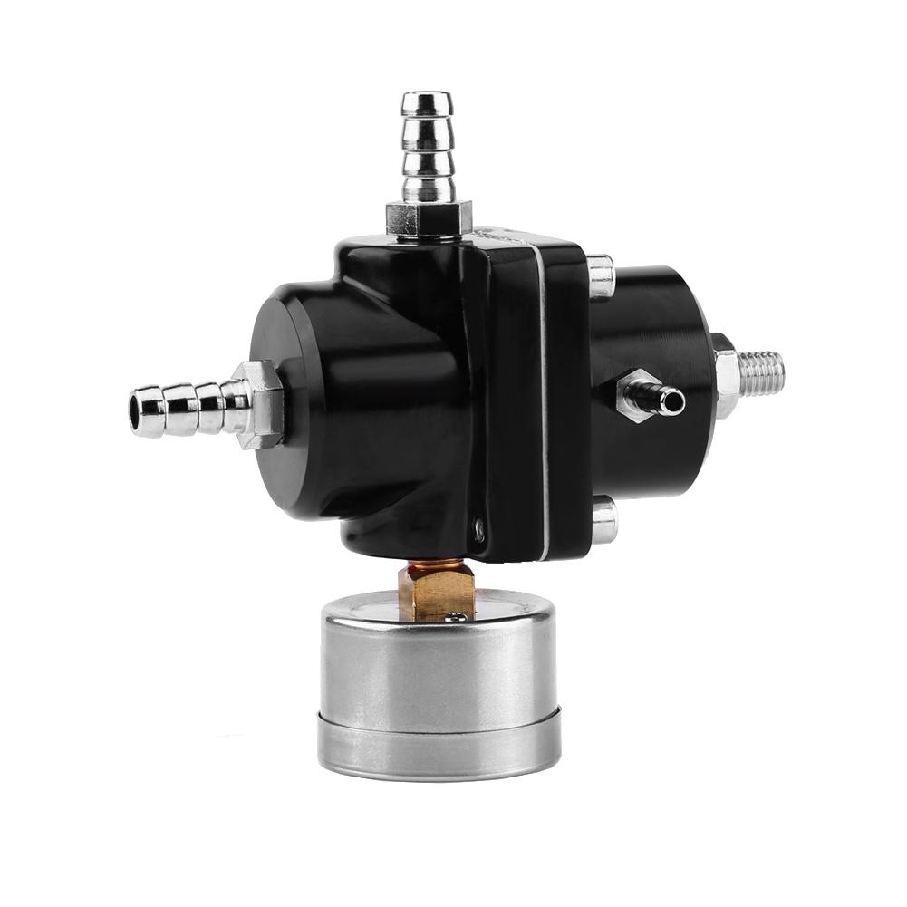 Fuel Pressure Regulator, Aluminum Alloy Fuel Pressure Regulator Gauge Kit with Hose 0-140 Psi