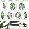 7pcs DIY Wooden Palm Leaves Wall Art Vintage Green Leaf Plant Decor Hanging Accents for Home Bathroom Office