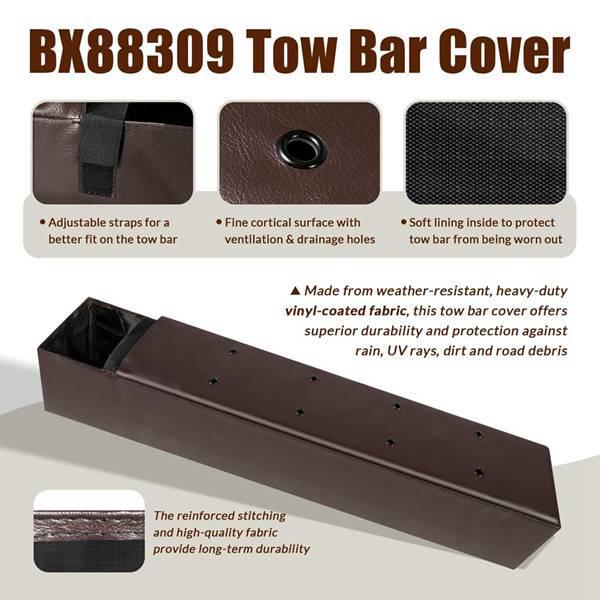 Brown PU Leather Trailer Hitch Cover Storage Bag BX88309, 1pc
